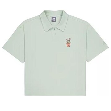 (WMNS) New Balance Potted Plant Graphic Polo Shirt 'Light Blue'