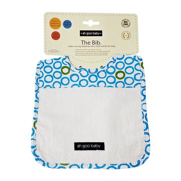 Ah Goo Baby 時尚圍兜 採用聰明磁扣設計 100% Cotton棉  藍色 + 綠色 + 白色  1個  1件