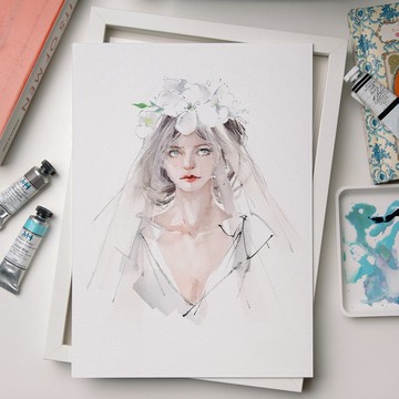 藝術微噴水彩畫 -【她的時間】