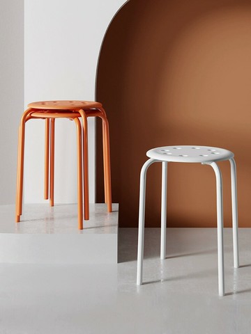 圓凳子家用加厚小椅子塑料圓凳簡約高板凳疊放北歐餐桌高凳可摞疊