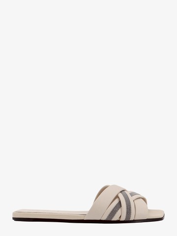 Leather sandals with iconic jewel application - BRUNELLO CUCINELLI - gender_Woman