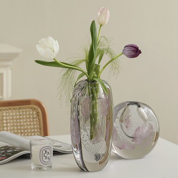 櫻花透明玻璃花瓶擺件客廳插花輕奢高檔高級感餐桌鮮花水養裝飾品