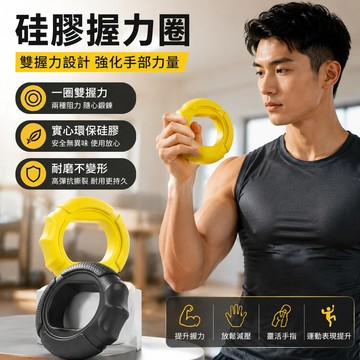 新竹出貨 硅膠握力圈【20-80磅+實心硅膠材質】可水洗不變形 耐磨防滑 高回彈 雙重力度 健身握力訓練 男女通用