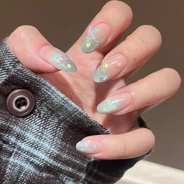 ✨Hannah✨法式蝴蝶貓眼美甲高級夏日顯白新款清新ins美甲穿戴甲夏日小清新純手工穿戴甲 1IYC