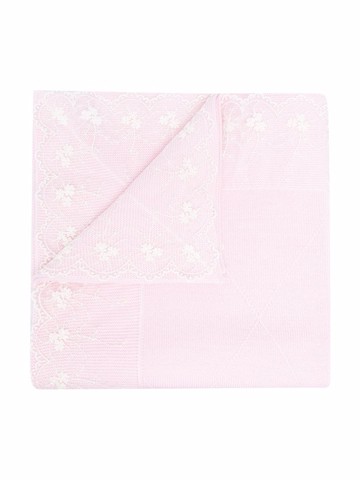 Siola - lace-embroidered knitted scarf - kids - Merino - One Size - Pink