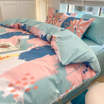 床上四件套純棉全棉100小清新碎花四季通用加厚宿舍床單被套床品3