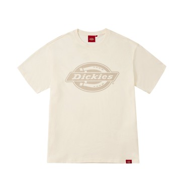 Dickies男女款米白色純棉胸前大尺寸品牌Logo休閒短袖T恤|DK0A88MEC48