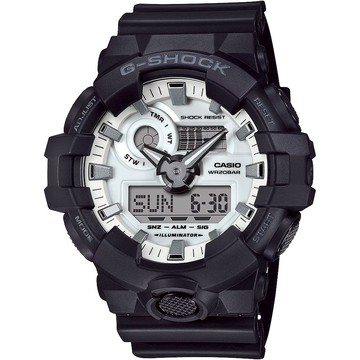 CASIO 卡西歐 G-SHOCK 黑白經典雙顯手錶 GA-700WD-1A
