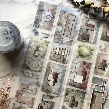 4cm 霧面PET 紙膠帶-海之部屋