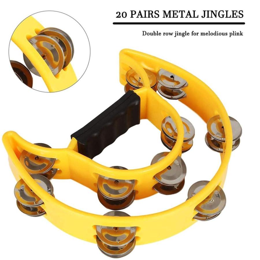 Pack 10  Double Row Tambourine, Half Moon Musical Tambourine 20 Metal Jin