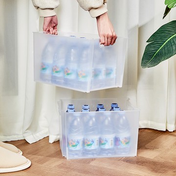 可層疊置物收納籃(附把手)-L-3入-多色可選 霧透