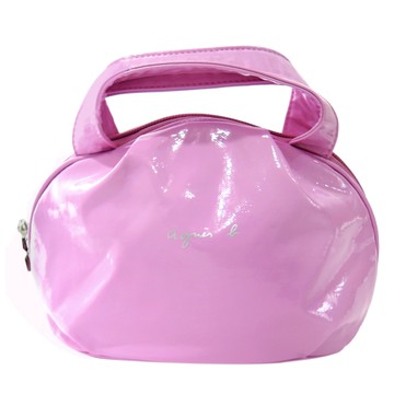 agnes b.亮面漆皮小手提包-粉紫