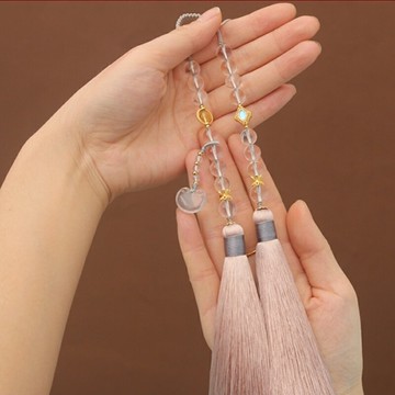 【巴黎精品】現貨+預購 汽車掛飾車內吊墜-香檳灰天然水晶如意平安汽車內飾a1bp37