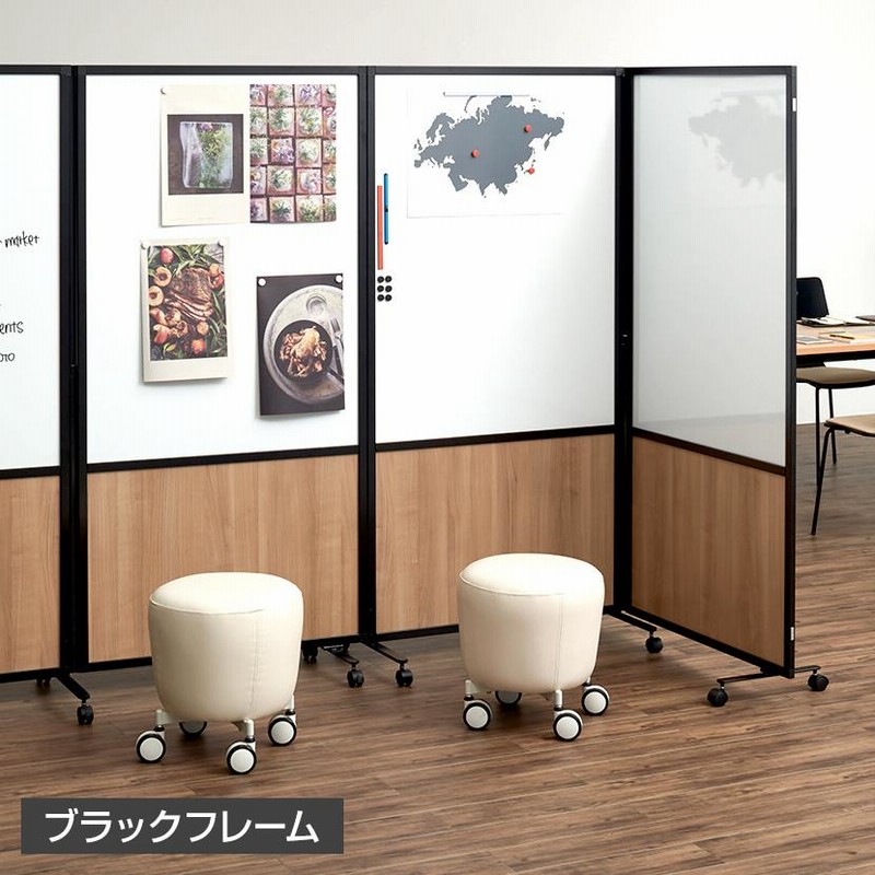 キャスター付き折り畳みパーテーション 2連 高さ1800mm 日本住器