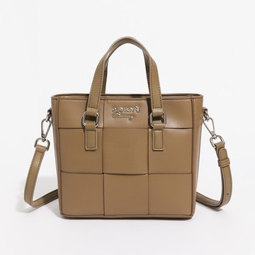 PLAYBOY - 手提包附長背帶 Weave系列 - 咖啡色