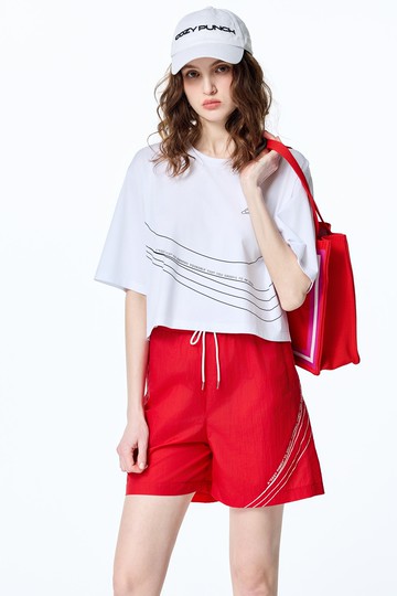 星球軌跡印花短版T恤上衣