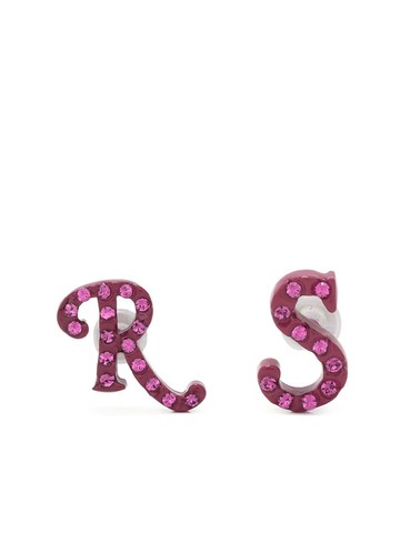 Raf Simons - logo crystal-embellished earrings - men - Brass - One Size - Pink