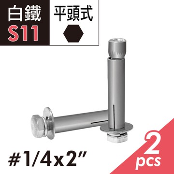 204白鐵平頭壁虎 1/4"x2"平頭膨脹螺絲 六角頭壁虎