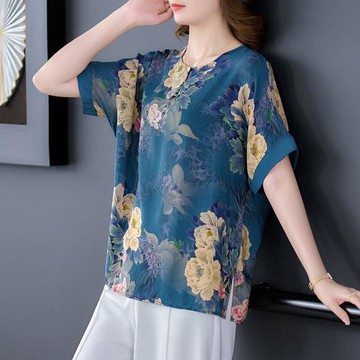 【ALLK 歐楷】新品 印花配色上衣 花色(尺寸L-XXL/中大尺碼/涼爽/透氣)