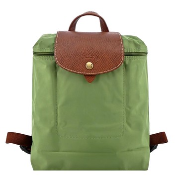 LONGCHAMP LE PLIAGE系列再生尼龍摺疊後背包（中/苔蘚綠）