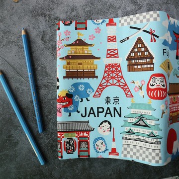 【日本風情-藍底】 書衣 書套 布書衣 可調式書衣 手工書衣