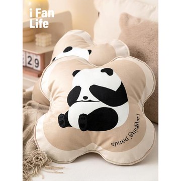 范店熊貓花花北歐愛心抱枕客廳沙發靠枕靠背車用辦公室心形抱枕