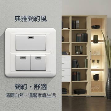 朝日電工 tl-23s 雅白雙聯大型夜光三開關組