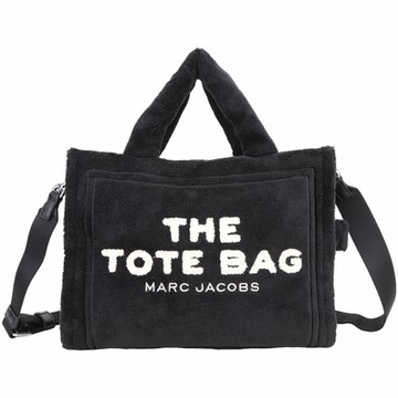 MARC JACOBS TRAVELER TEDDY 字母絨毛兩用托特包(黑色)