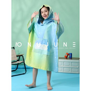 NuJune 兒童浴巾斗篷沙灘巾帶帽速干毛巾衣吸水披風防風防曬披肩