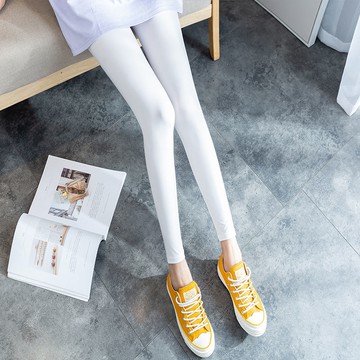 冰絲面膜褲 高腰九分褲 素色 外穿 超薄 無痕 透氣 彈力 美腿塑形 大尺碼 緊身 顯瘦 內搭褲女 2022夏季新款 摩