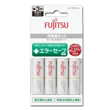 富士通Fujitsu雙迴路快速充電器組/FCT345FXTST/3號鎳氫電池4入+充電器/1組