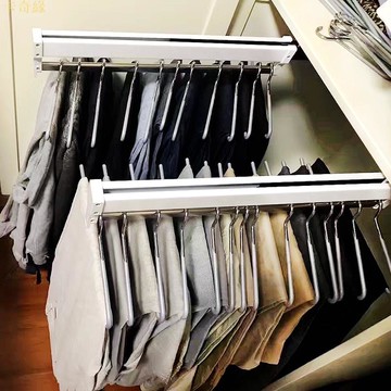 褲架 伸縮褲架 伸縮滑軌衣櫃內掛衣桿 家用抽拉式省空間褲子收納神器 家用五金配件