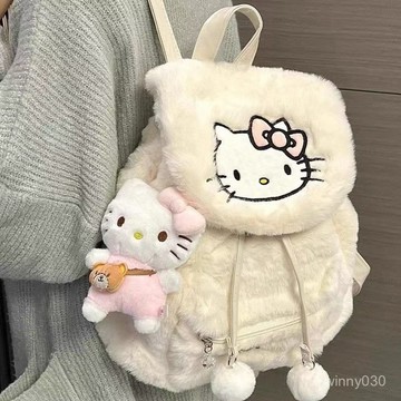 帕恰狗新款可愛毛絨百搭甜美雙肩包翻蓋學生雙肩小背包大容量書包