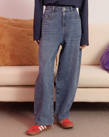 標語鋼印繭型牛仔褲(兩色)