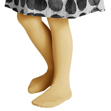 GIAT 吉亞特 兒童款超細纖維大彈力包腳褲襪 M 芥末黃色