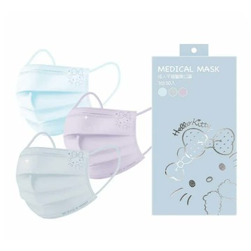 HelloKitty成人平面醫療口罩30入_藍紫色