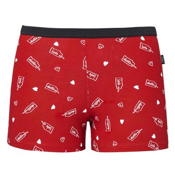 【Swear 思薇爾】SOLIS 愛心貼系列120-150寬鬆印花四角男童褲(石榴紅)