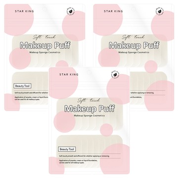 STAR KING 星之冠 方形粉撲 Set 15個入 薄型 尖角設計 輕鬆上妝  白色  3包