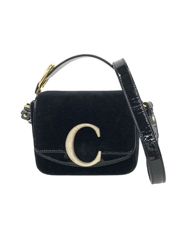 chloe 黑色 Chloe C 絨布翻蓋手提包 肩背包