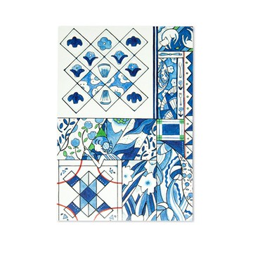 明信片 藍色拼貼奇幻曲