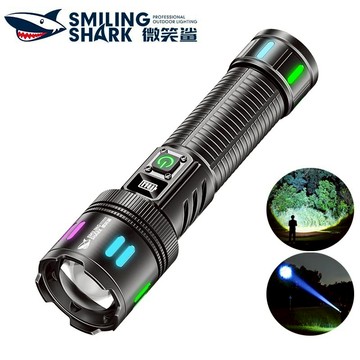 微笑鯊正品 SD5320 LED強光手電筒 M60 6000LM 5檔調焦 Type-C電顯 彩色夜光 防水戶外露營家用