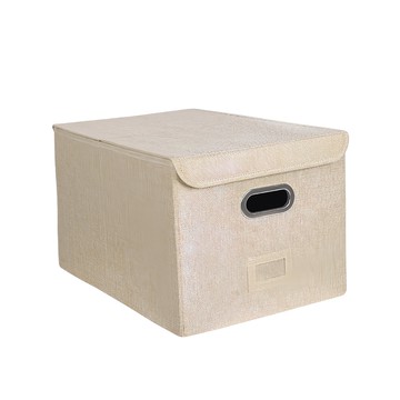 ANTIAN 可折疊帶蓋抽屜式衣物收納盒 35 x 52 x 30cm 卡其色 1個