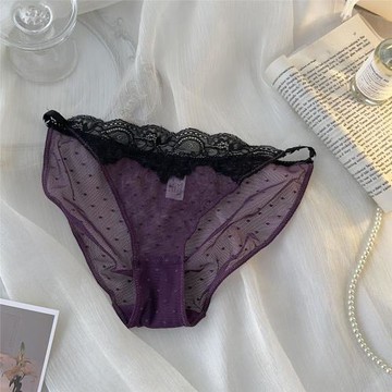 3條裝法式蕾絲女士內褲純欲低腰本命年紅色舒適波點網紗三角褲女