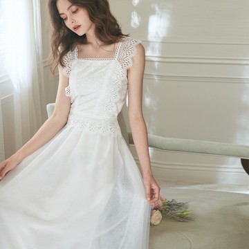 A-Megan梅根繡花蕾絲/上衣+白長紗裙,禮服,輕婚紗,二件式