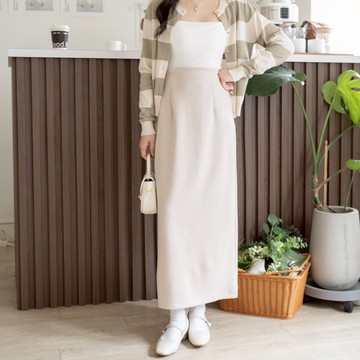 收服你心~側拉鍊後開衩鬆緊長裙 PA250112 【現貨】