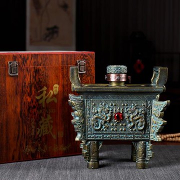 景德鎮仿青銅器陶瓷酒瓶 3斤裝雙龍鼎泡酒罐 三斤裝空酒壇 1500ml