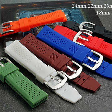防水舒適-軍錶.運動表專用矽膠錶帶 ( 24mm.22mm.20mm.18mm.16mm )