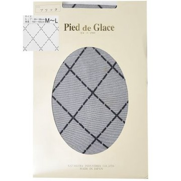Pied de Glace 日本製高質感菱格紋花紋褲襪(黑色系/M-L)