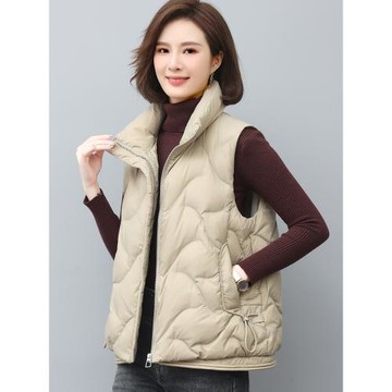 中年羽絨馬甲背心2024冬季立領保暖媽媽寬松外穿90白鴨絨馬夾坎肩