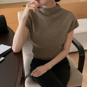 正韓女上衣 立領短袖針織衫WHN1048-創翊韓都